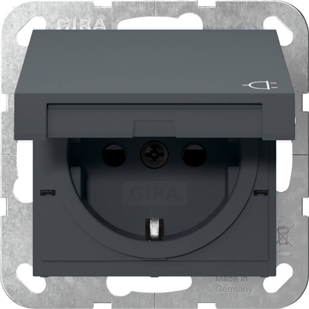 Gira 441428 SCHUKO-Steckdose mit Klappdeckel mit Shutter System 55 Anthrazit