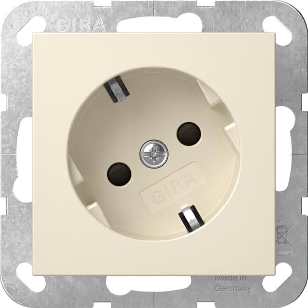 Gira 441801 SCHUKO-Steckdose 30° mit Shutter System 55 Cremeweiß