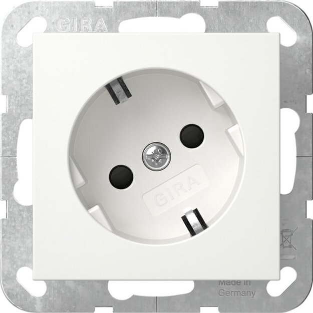 Gira 441803 SCHUKO-Steckdose 30° mit Shutter System 55 Reinweiß glänzend