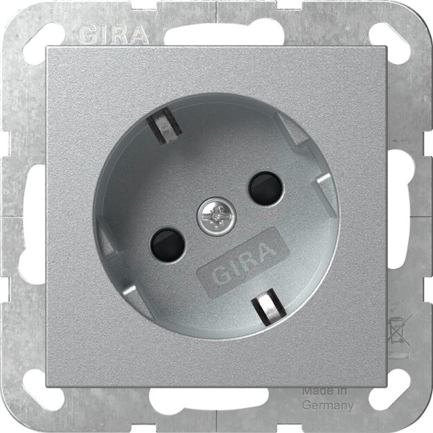 Gira 441826 SCHUKO-Steckdose 30° mit Shutter System 55 Farbe Alu