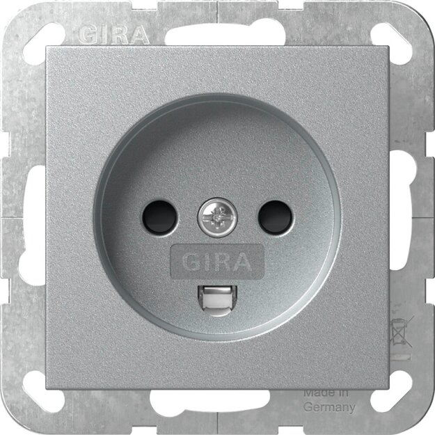 Gira 442226 Steckdose Dänisch mit Shutter System 55 Farbe Alu