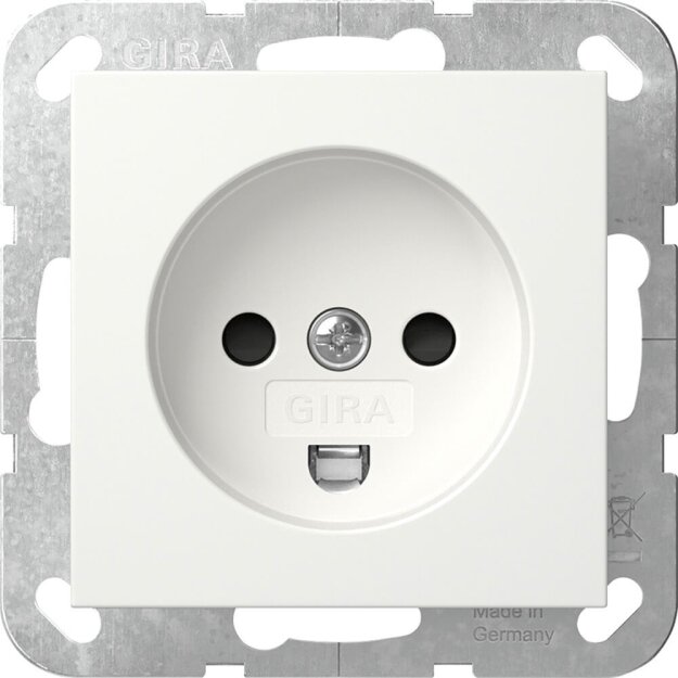 Gira 442227 Steckdose Dänisch mit Shutter System 55 Reinweiß seidenmatt