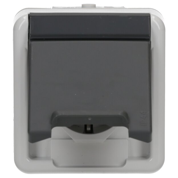 Gira 444030 SCHUKO-Steckdose mit Klappdeckel WG AP Grau