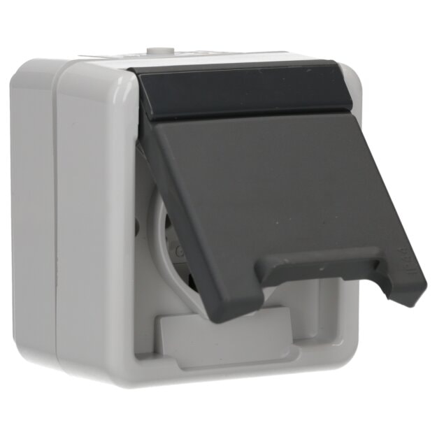 Produktbild von Gira Schuko-Steckdose 3-fach – 078930, Waagerecht, Aufputz, IP44, 16A, 250V, Grau, Made In Germany