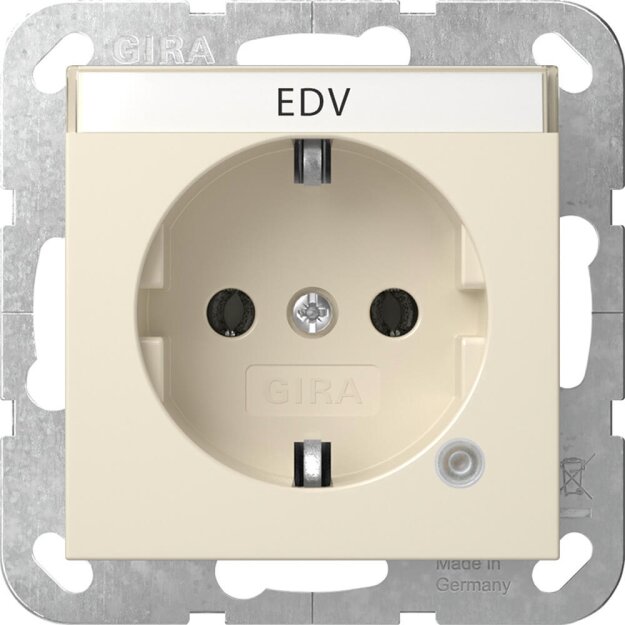 Gira 445201 SCHUKO-Steckdose mit Kontrolllicht mit Beschriftungsfeld System 55 Cremeweiß