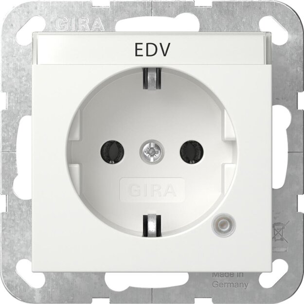 Gira 445227 SCHUKO-Steckdose mit Kontrolllicht mit Beschriftungsfeld System 55 Reinweiß seidenmatt