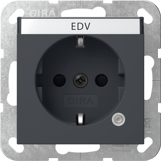 Gira 445228 SCHUKO-Steckdose mit Kontrolllicht mit Beschriftungsfeld System 55 Anthrazit
