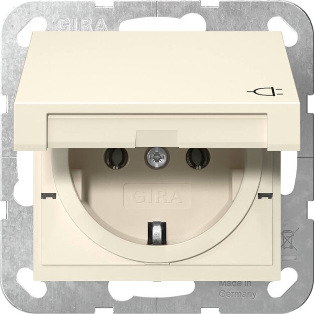 Gira 445401 SCHUKO-Steckdose mit Klappdeckel System 55 Cremeweiß