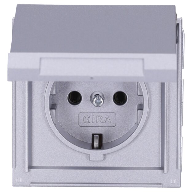 Gira 445465 SCHUKO-Steckdose mit Klappdeckel Gira TX_44 Farbe Alu