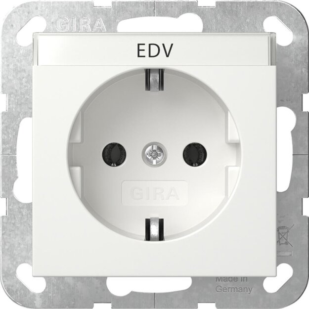 Gira 445703 SCHUKO-Steckdose mit Beschriftungsfeld EDV System 55 Reinweiß glänzend