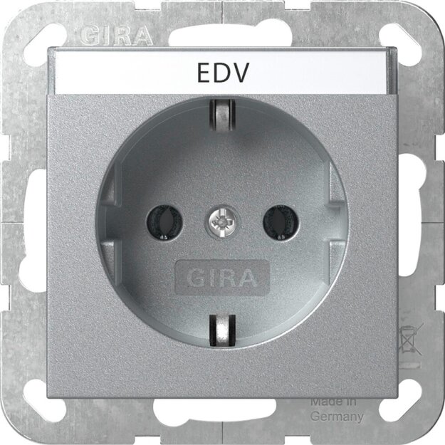 Gira 445726 SCHUKO-Steckdose mit Beschriftungsfeld EDV System 55 Farbe Alu