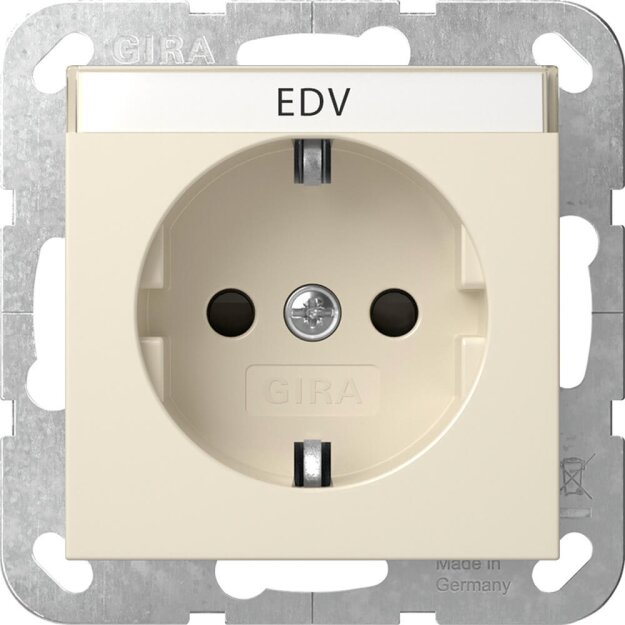 Gira 446201 SCHUKO-Steckdose mit Beschriftungsfeld EDV mit Shutter System 55 Cremeweiß