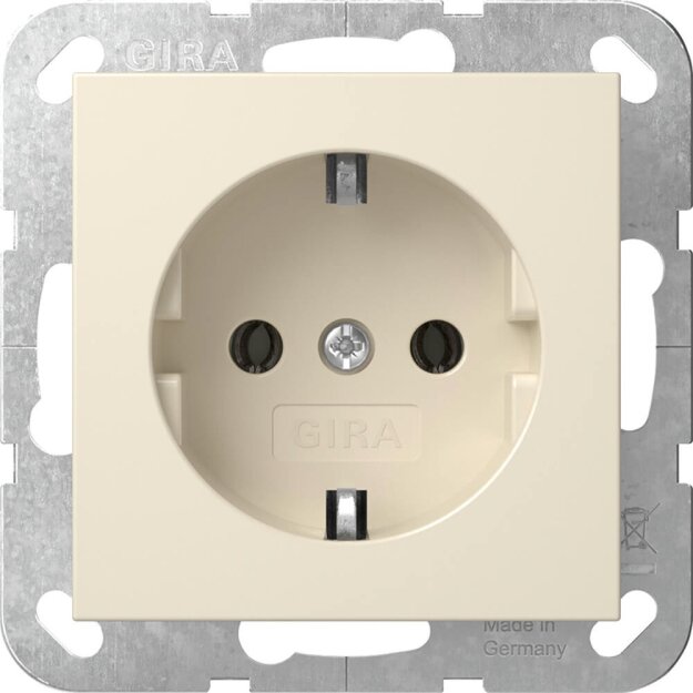 Gira 446601 SCHUKO-Steckdose ohne Befestigungskrallen System 55 Cremeweiß