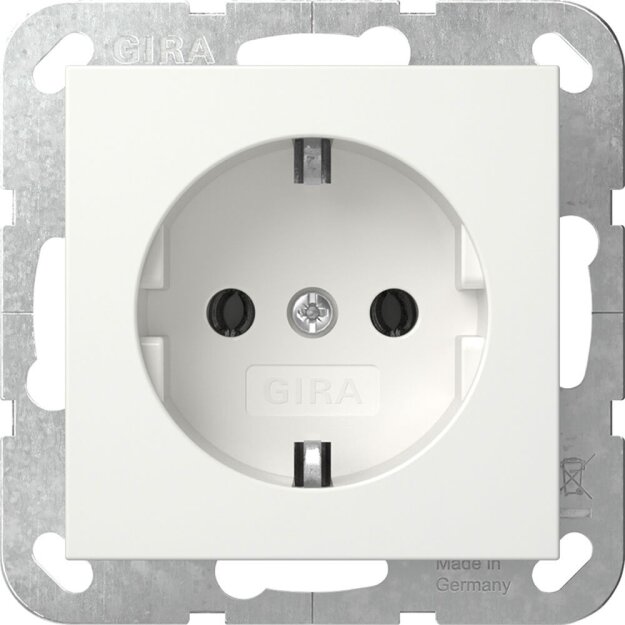 Gira 446627 SCHUKO-Steckdose ohne Befestigungskrallen System 55 Reinweiß seidenmatt