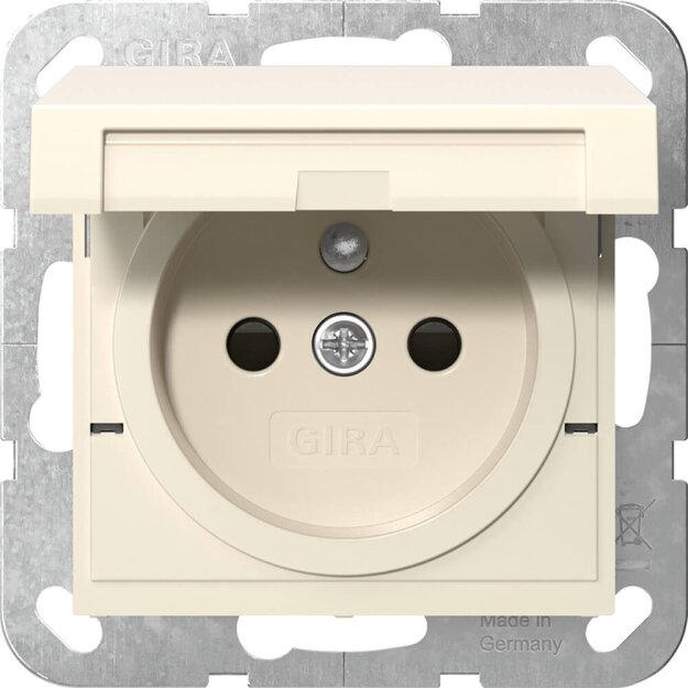 Gira 448801 Steckdose Erdstift mit Klappdeckel mit Shutter System 55 Cremeweiß