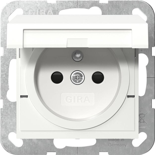 Gira 448803 Steckdose Erdstift mit Klappdeckel mit Shutter System 55 Reinweiß glänzend