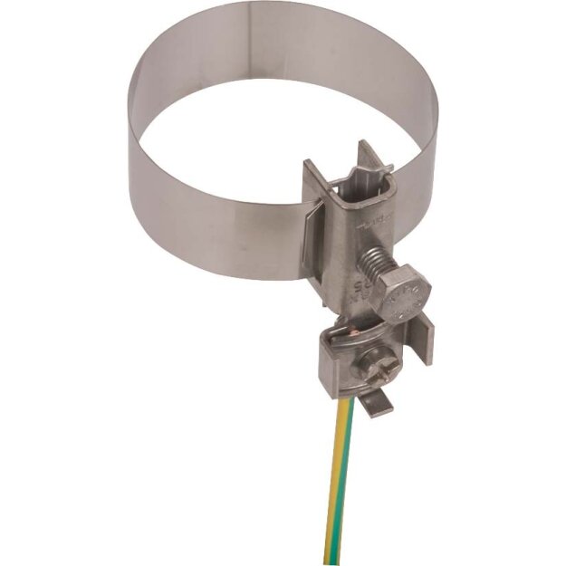 Dehn 540912 Erdungsbandrohrschelle D 27-168mm mit Anschlussklemme 2 x 4-25mm² NIRO BRS 27.168 AQ4 25 V2A
