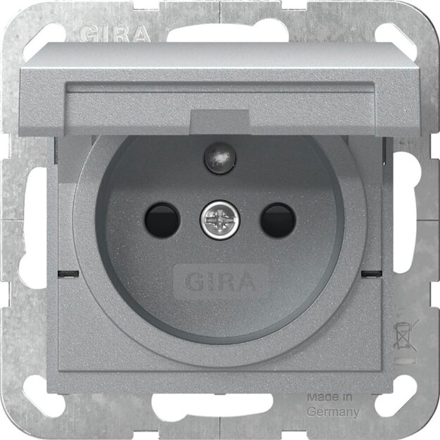 Gira 448826 Steckdose Erdstift mit Klappdeckel mit Shutter System 55 Farbe Alu