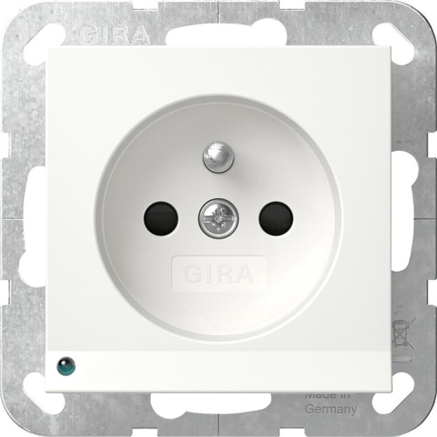 Gira 448903 Steckdose Erdstift LED-Leuchte mit Shutter System 55 Reinweiß glänzend