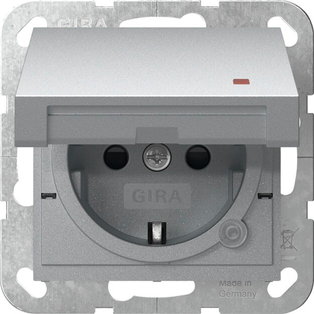 Gira 455226 SCHUKO-Steckdose mit Klappdeckel mit Kontrolllicht mit Shutter System 55 Farbe Alu