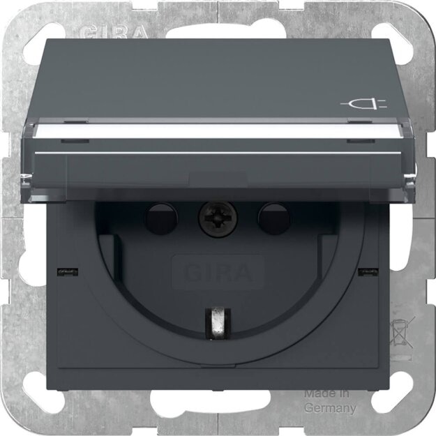 Gira 455728 SCHUKO-Steckdose mit Klappdeckel Beschriftungsfeld EDV mit Shutter System 55 Anthrazit