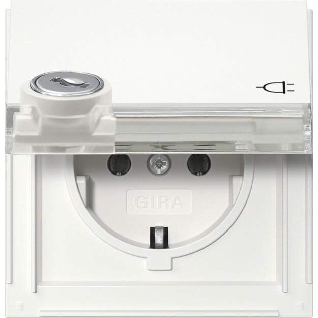 Gira 456966 SCHUKO-Steckdose mit Klappdeckel mit gleichen Schließungen mit Beschriftungsfeld Gira TX_44 Reinweiß glänzend