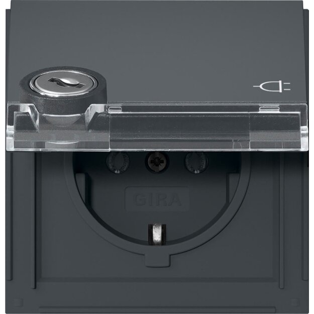Gira 456967 SCHUKO-Steckdose mit Klappdeckel mit gleichen Schließungen mit Beschriftungsfeld Gira TX_44 Anthrazit