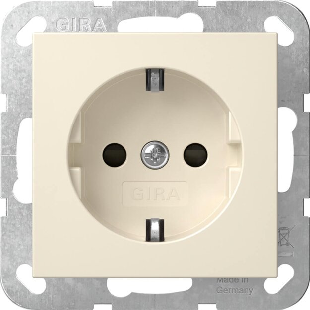 Gira 475501 SCHUKO-Steckdose LED-Leuchte mit Shutter ohne Befestigungskrallen System 55 Cremeweiß