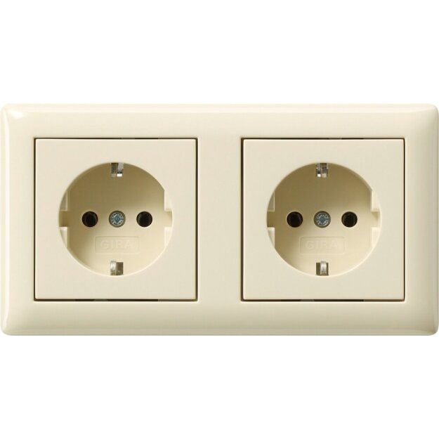 Gira 479301 SCHUKO-Steckdose 2-fach verdrahtet + Rahmen Standard 55 Cremeweiß