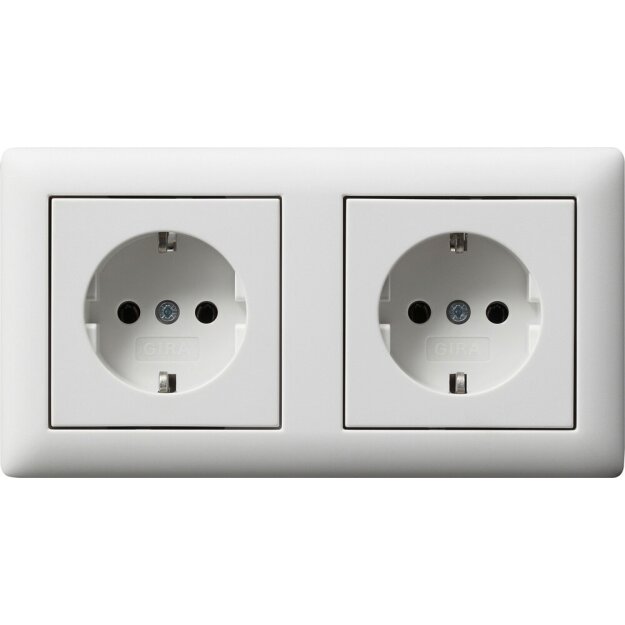 Gira 479304 SCHUKO-Steckdose 2-fach verdrahtet + Rahmen Standard 55 Reinweiß seidenmatt