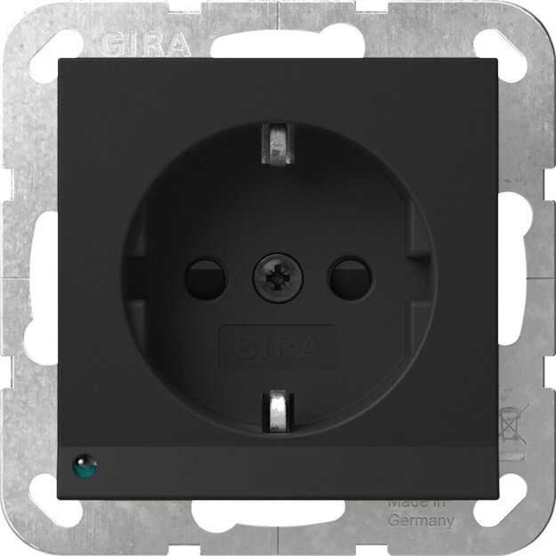 Gira 4170005 SCHUKO-Steckdose LED-Leuchte mit Shutter System 55 Schwarz matt