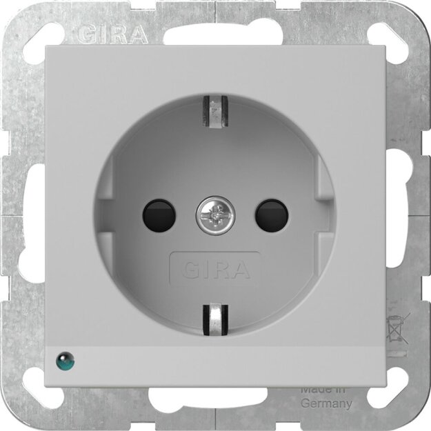 Gira 4170015 SCHUKO-Steckdose LED-Leuchte mit Shutter System 55 Grau matt