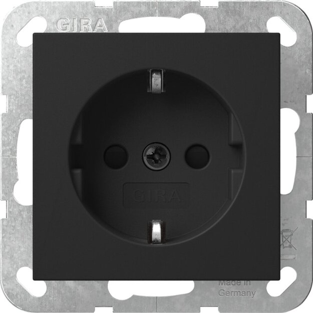 Gira 4183005 SCHUKO-Steckdose mit Shutter SRK System 55 Schwarz matt