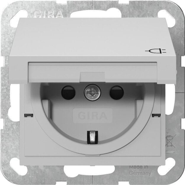 Gira 4414015 SCHUKO-Steckdose mit Klappdeckel mit Shutter System 55 Grau matt