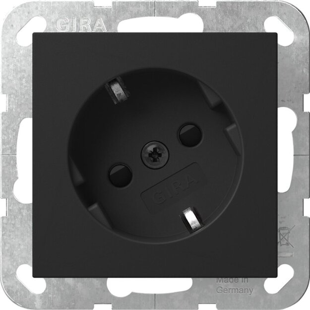 Gira 4418005 SCHUKO-Steckdose 30° mit Shutter System 55 Schwarz matt
