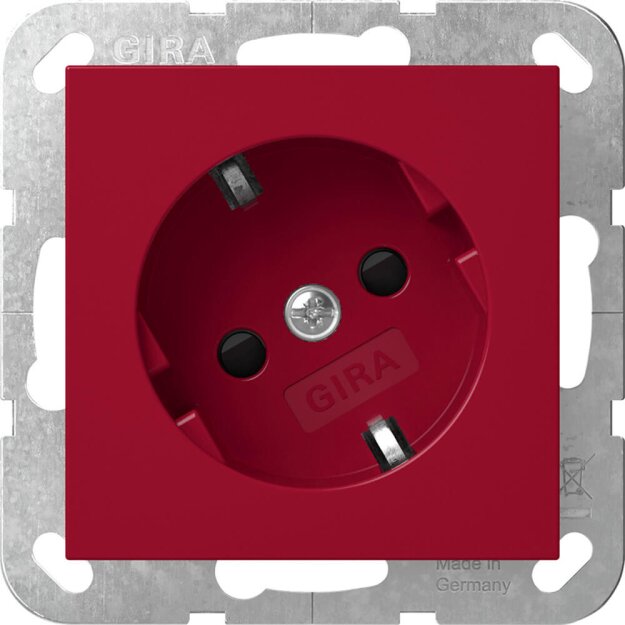Gira 4418108 SCHUKO-Steckdose 30° mit Shutter mit Aufdruck WSV System 55 Rot
