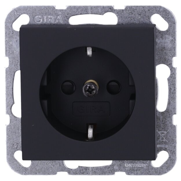 Gira 4453005 SCHUKO-Steckdose mit Shutter Steckklemmen System 55 Schwarz matt