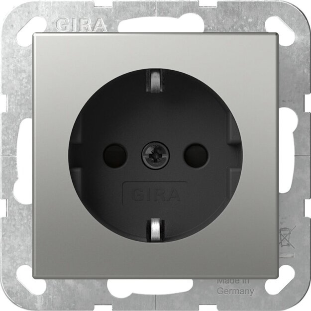 Gira 4453600 SCHUKO-Steckdose mit Shutter Steckklemmen System 55 Edelstahl
