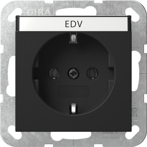 Gira 4457005 SCHUKO-Steckdose mit Beschriftungsschild EDV System 55 Schwarz matt