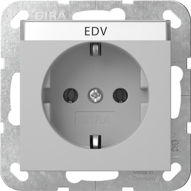 Gira 4457015 SCHUKO-Steckdose mit Beschriftungsschild EDV System 55 Grau matt