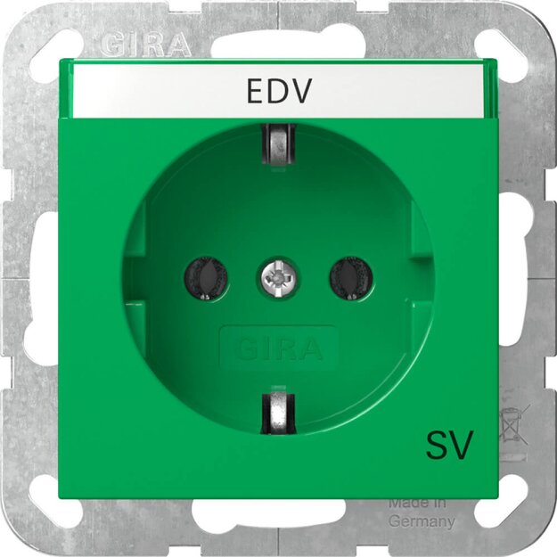 Gira 4457107 SCHUKO-Steckdose mit Beschriftungsschild EDV mit Aufdruck SV System 55 Grün