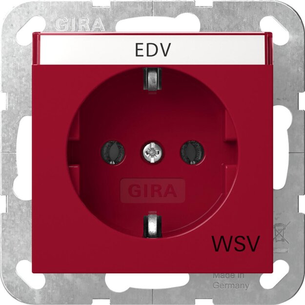 Gira 4457108 SCHUKO-Steckdose mit Beschriftungsschild EDV mit Aufdruck WSV System 55 Rot