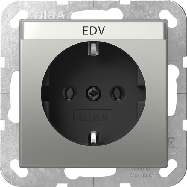 Gira 4457600 SCHUKO-Steckdose mit Beschriftungsschild EDV System 55 Edelstahl lackiert