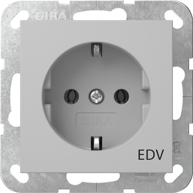 Gira 4458015 SCHUKO-Steckdose Aufdruck EDV System 55 Grau matt