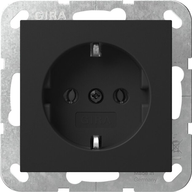 Gira 4466005 SCHUKO-Steckdose ohne Befestigungskrallen System 55 Schwarz matt