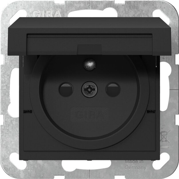 Gira 4488005 Steckdose Erdstift mit Klappdeckel mit Shutter System 55 Schwarz matt