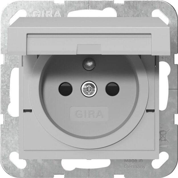 Gira 4488015 Steckdose Erdstift mit Klappdeckel mit Shutter System 55 Grau matt