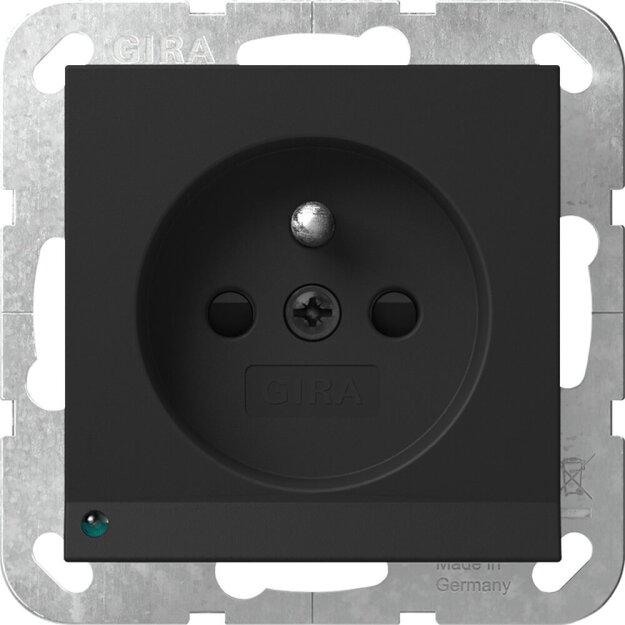 Gira 4489005 Steckdose Erdstift LED-Leuchte mit Shutter System 55 Schwarz matt