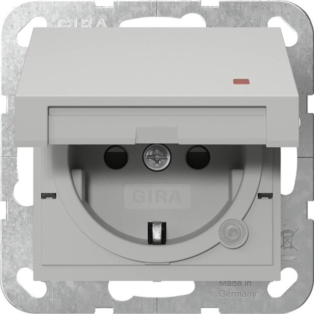 Gira 4552015 SCHUKO-Steckdose mit Klappdeckel mit Kontrolllicht mit Shutter System 55 Grau matt