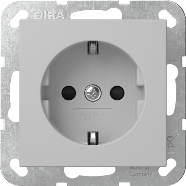 Gira 4755015 SCHUKO-Steckdose LED-Leuchte mit Shutter ohne Befestigungskrallen System 55 Grau matt